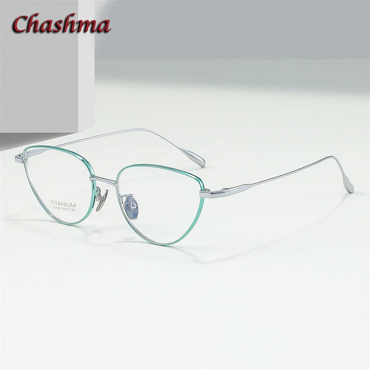 Chashma Ochki Women's Full Rim Oval Cat Eye Titanium Eyeglasses 30384