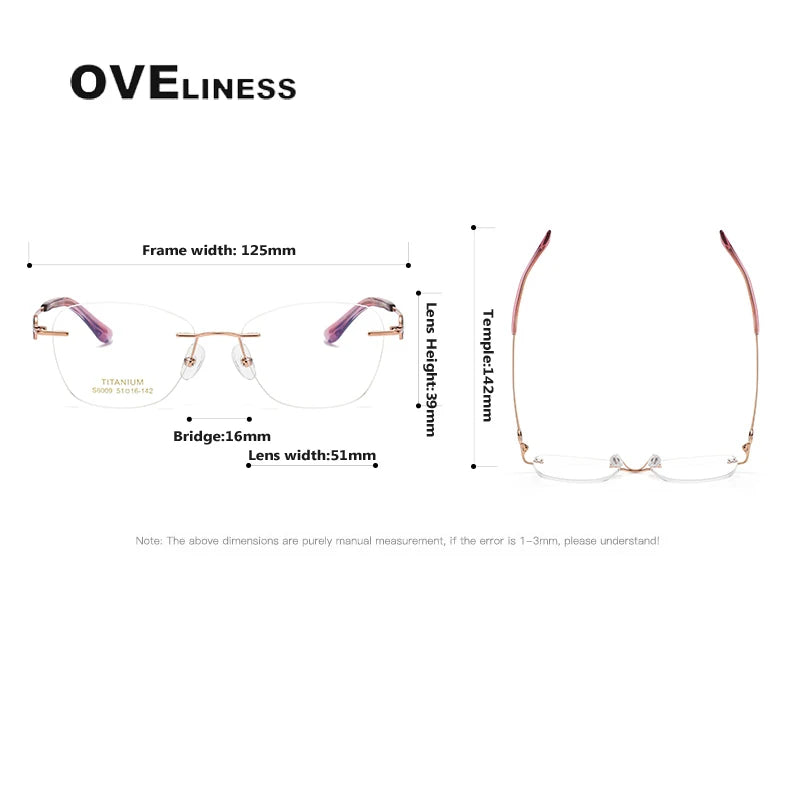 Oveliness Women's Rimless Oval Cat Eye Titanium Eyeglasses 196009 Rimless Oveliness   