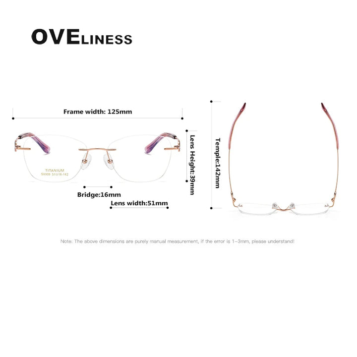 Oveliness Women's Rimless Oval Cat Eye Titanium Eyeglasses 196009 Rimless Oveliness   