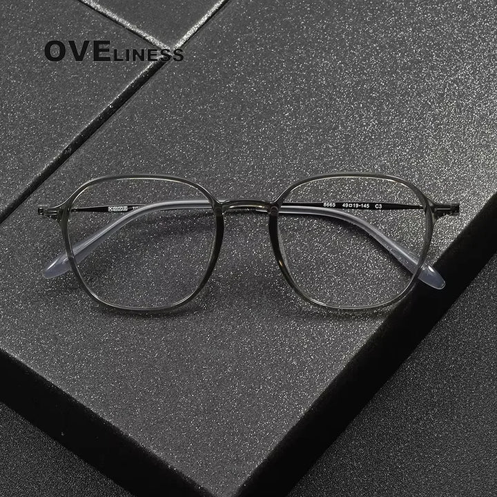 Oveliness Women's Full Rim Square Acetate Titanium Eyeglasses 86652