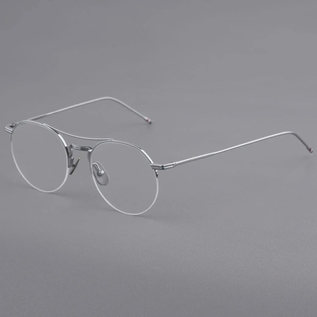 Bobbie Unisex Full Rim Round Double Bridge Titanium Eyeglasses 903000 FuzWeb