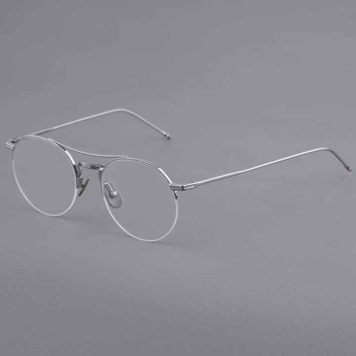 Bobbie Unisex Full Rim Round Double Bridge Titanium Eyeglasses 903000 FuzWeb