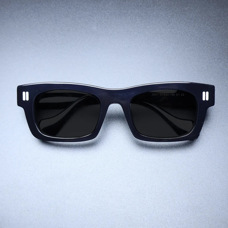 Gatenac Unisex Full Rim Square Acetate Polarized Sunglasses M004 Sunglasses Gatenac Black Gray  