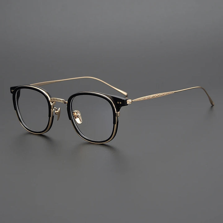 Black Mask Women's Full Rim Square Titanium Acetate Eyeglasses 72543