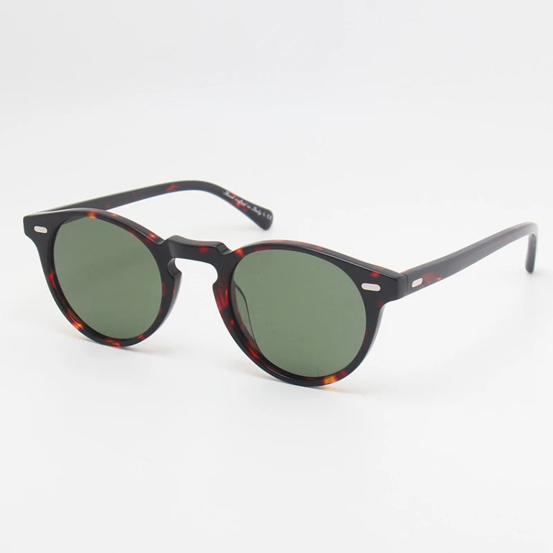 Black Mask Men Full Rim Round Acetate Polarized Sunglasses BM-O5186S