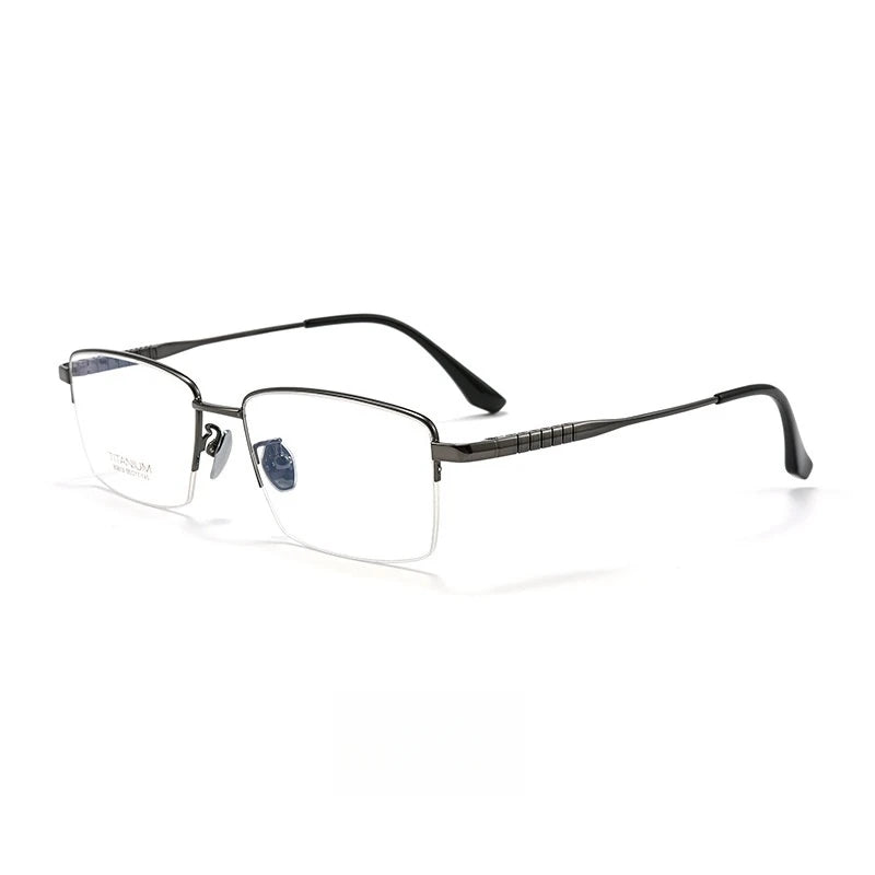 Yimaruili Unisex Semi Rim Titanium Alloy Eyeglasses 80813 Semi Rim Yimaruili Eyeglasses Gun