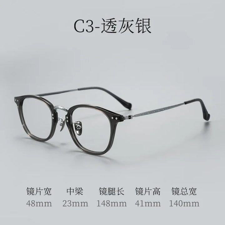 Bclear Unisex Full Rim Square Round Acetate Titanium Eyeglasses 366513