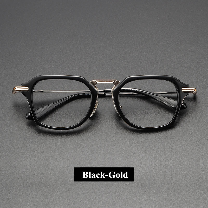 Black Mask Unisex Full Rim Titanium Square Eyeglasses D413 Full Rim Black Mask Black-Gold  