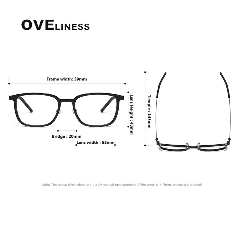 Oveliness Unisex Full Rim Square Acetate Titanium Eyeglasses 1852 Full Rim Oveliness   