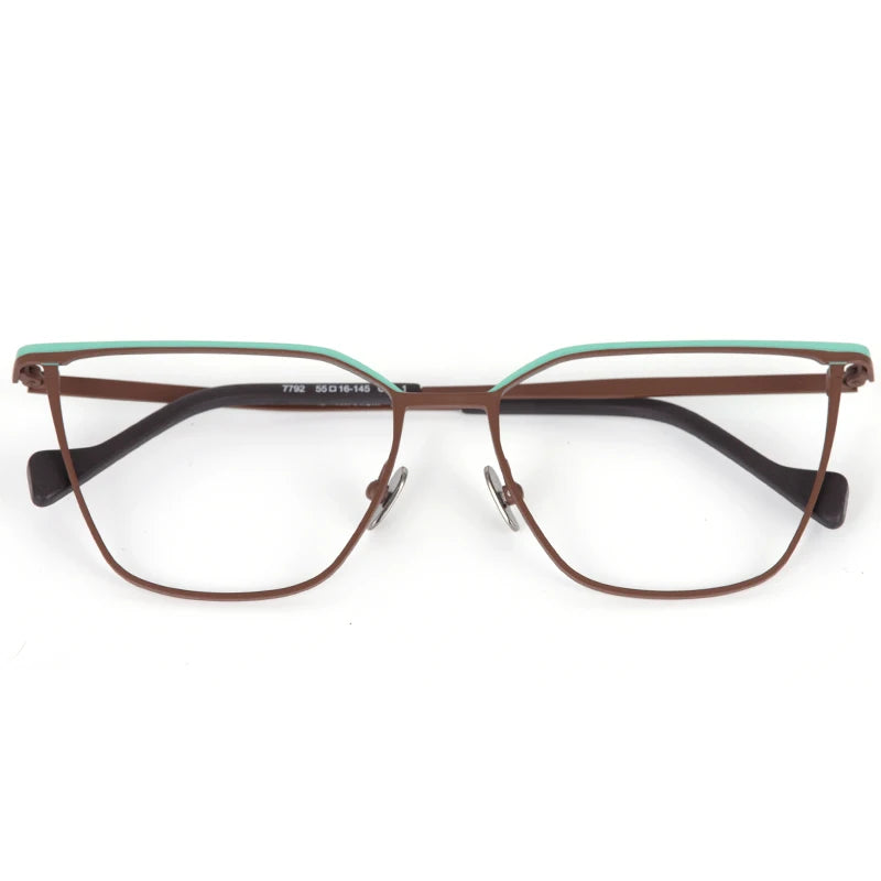 Muzz Women's Full Rim Brow Line Cat Eye Titanium Eyeglasses 87792
