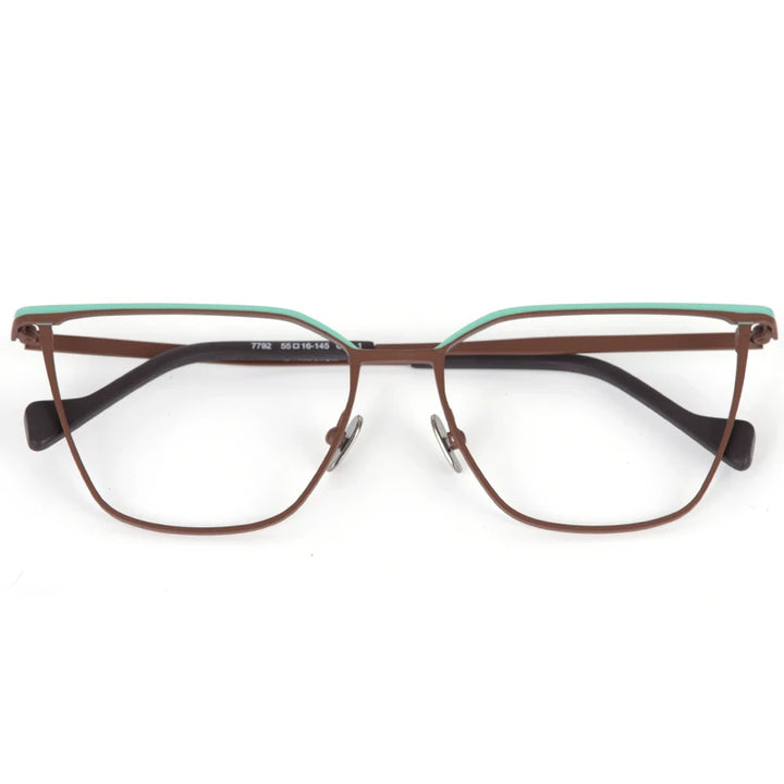 Muzz Women's Full Rim Brow Line Cat Eye Titanium Eyeglasses 87792