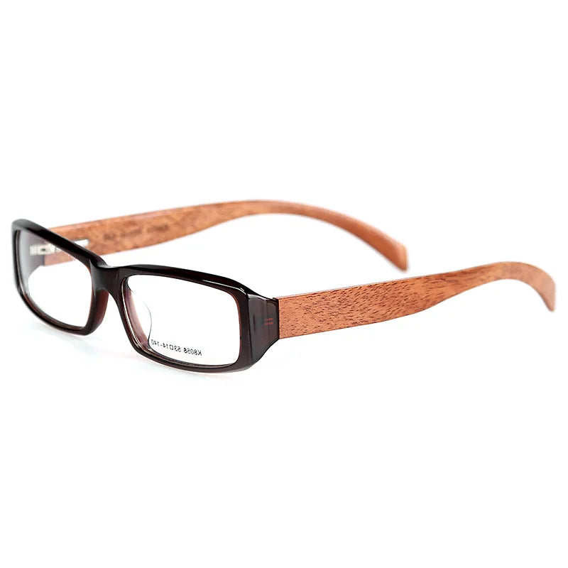 Cubojue Unisex Full Rim Square Wood Reading Glasses K8058 Reading Glasses Cubojue C2 no function lens 0 
