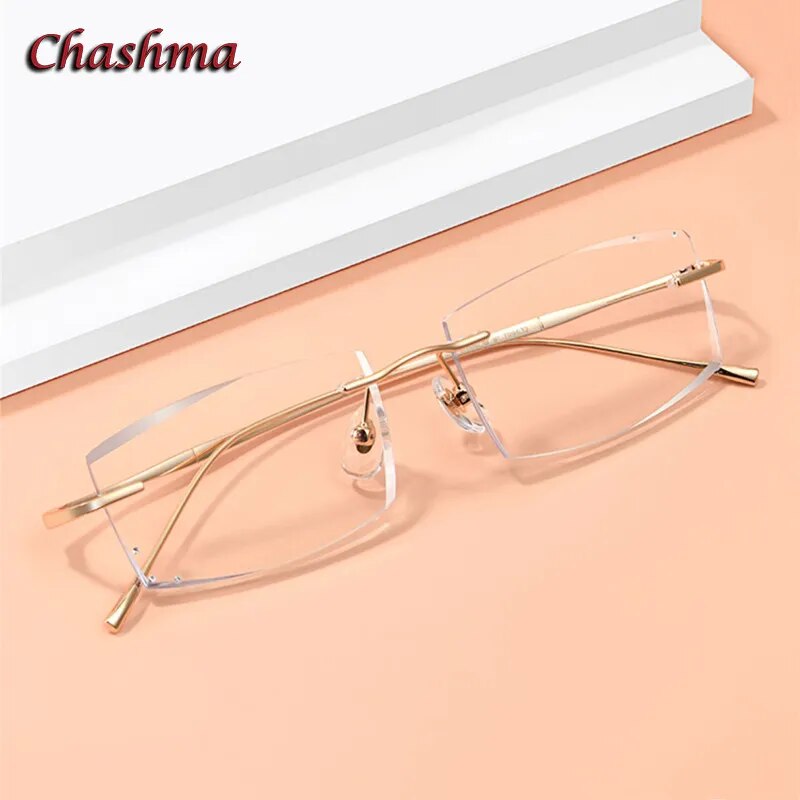 Chashma Ochki Unisex Rimless Square Titanium Eyeglasses 632 Rimless Chashma Ochki   