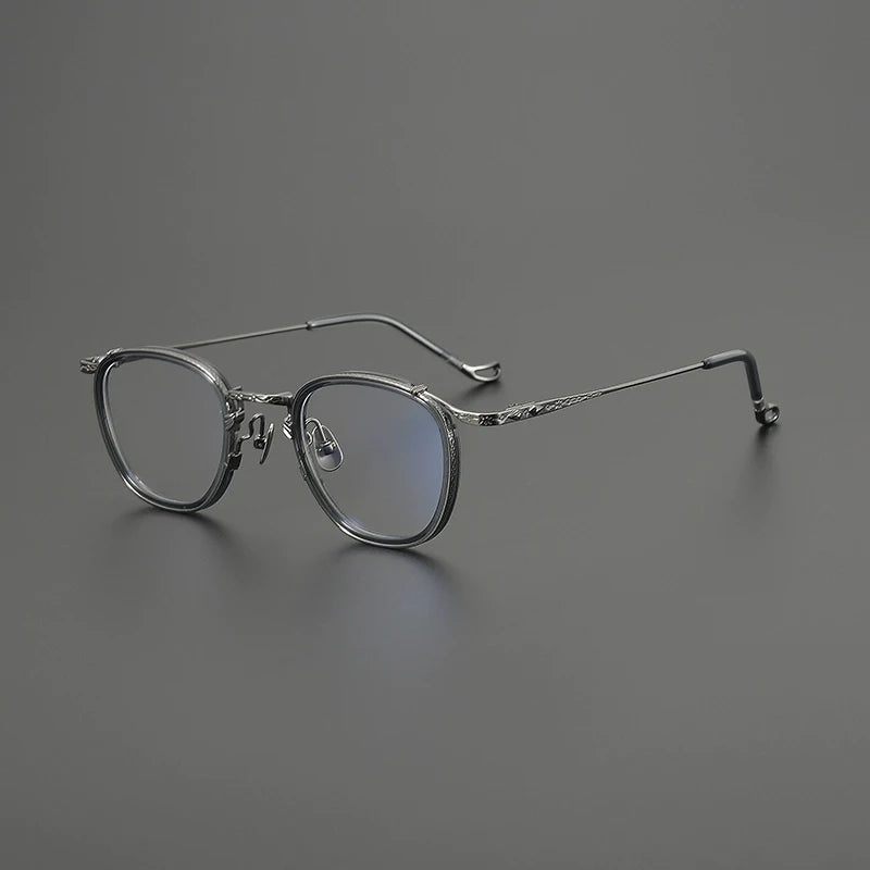 Gatenac Unisex Full Rim Big Square Acetate Titanium Eyeglasses G9016