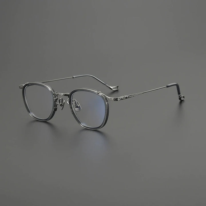 Gatenac Unisex Full Rim Big Square Acetate Titanium Eyeglasses G9016