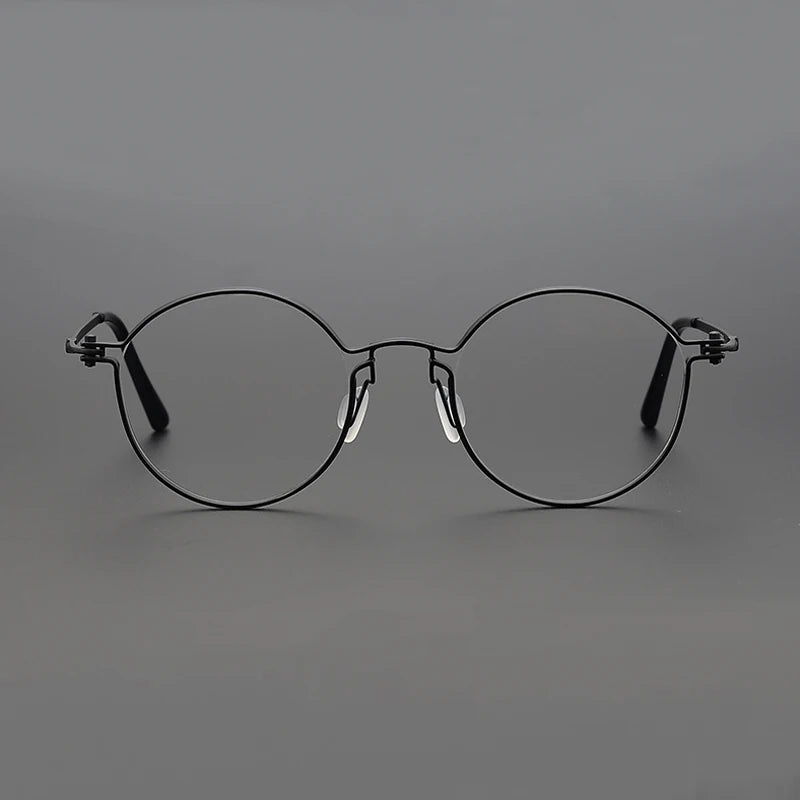 Black Mask Unisex Full Rim Round Titanium Acetate Eyeglasses Tv002 Full Rim Black Mask   