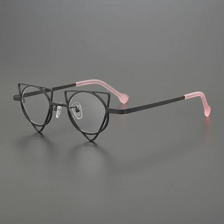 Gatenac Women's Full Rim Round Triangle Titanium Eyeglasses Gxyj85859