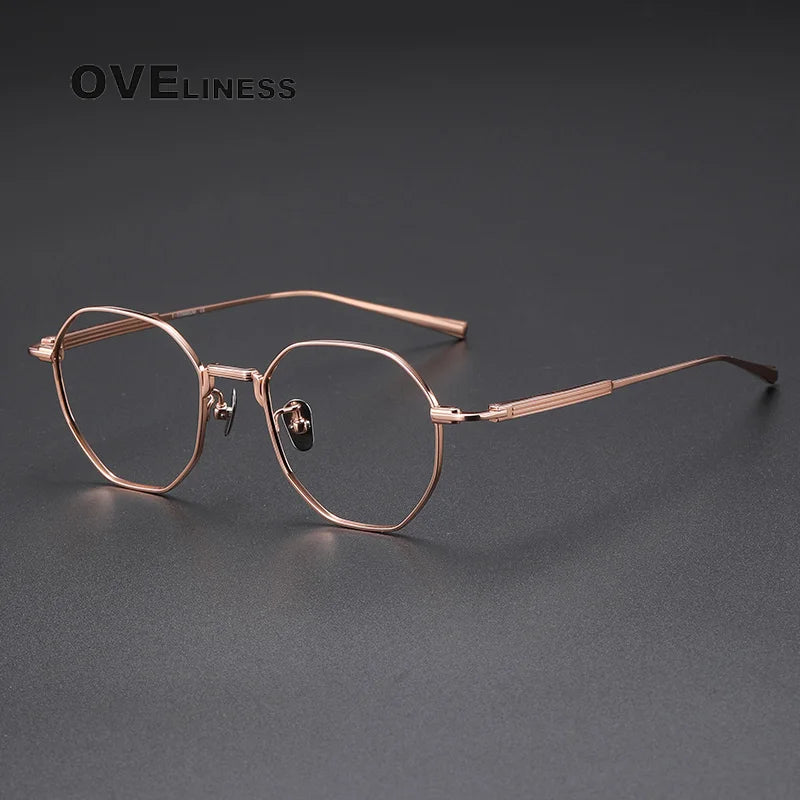 Oveliness Unisex Full Rim Irregular Oval Titanium Eyeglasses O7301 Full Rim Oveliness rose  