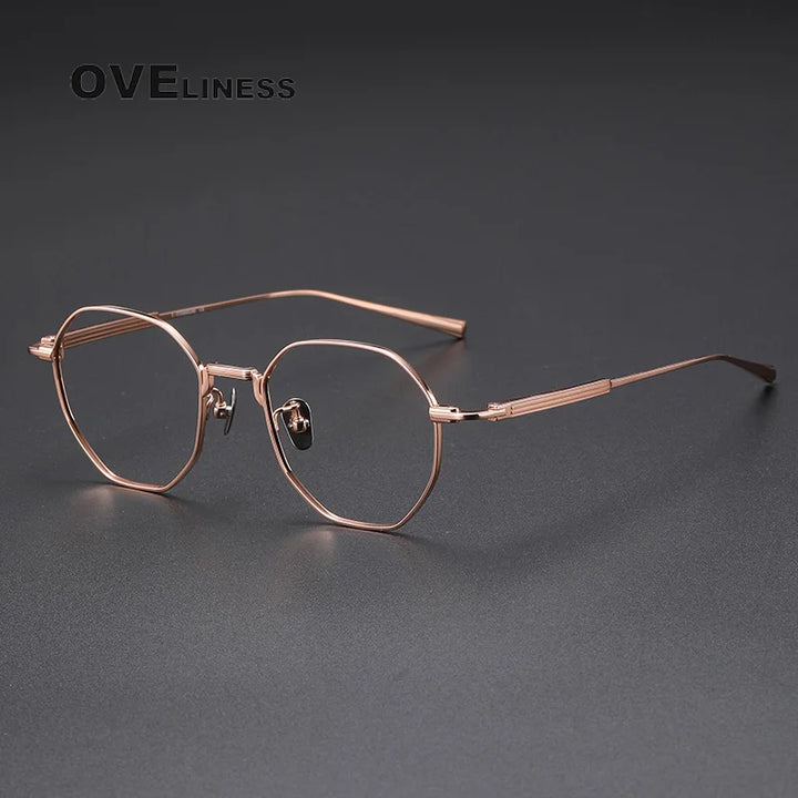 Oveliness Unisex Full Rim Irregular Oval Titanium Eyeglasses O7301 Full Rim Oveliness rose  