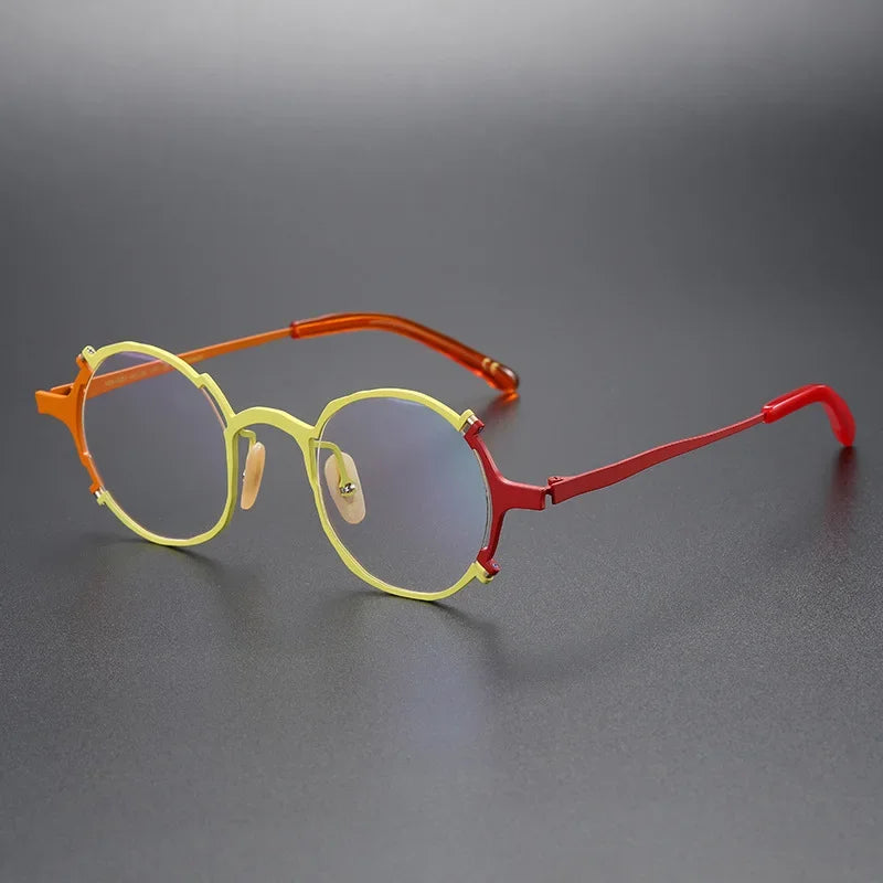 Muzz Unisex Full Rim Irregular Round Titanium Eyeglasses 370082