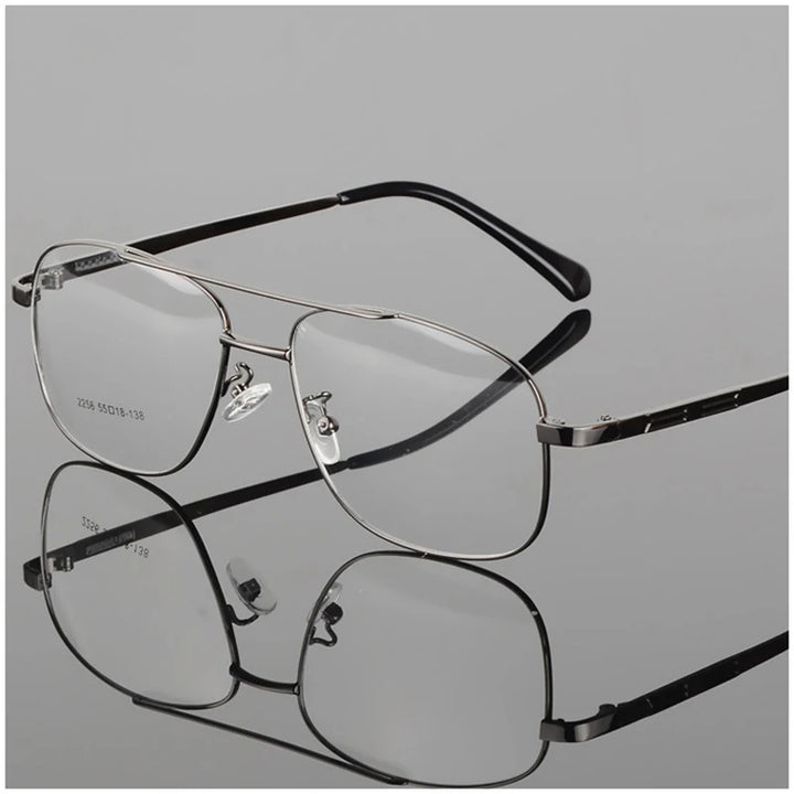 Hdcrafter Men's Full Rim Square Double Bridge Titanium Eyeglasses 72256