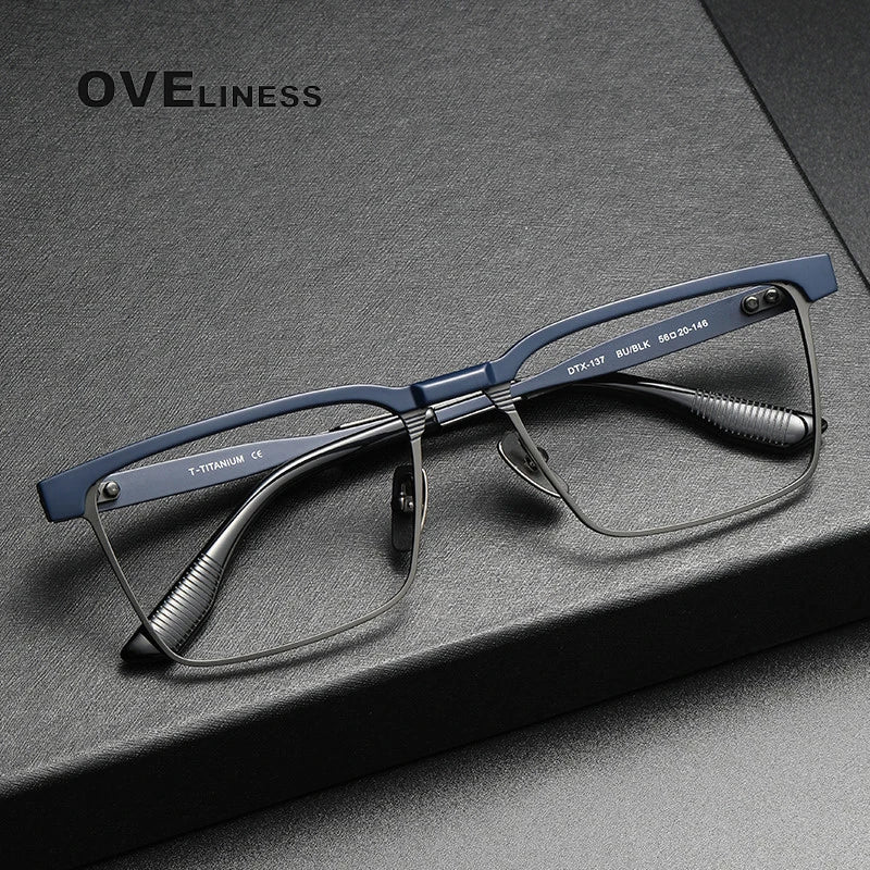 Oveliness Unisex Full Rim Square Acetate Titanium Eyeglasses 369137