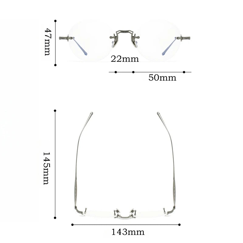 Yimaruili Unisex Rimless Round Oval Titanium Eyeglasses 10122 Rimless Yimaruili Eyeglasses   