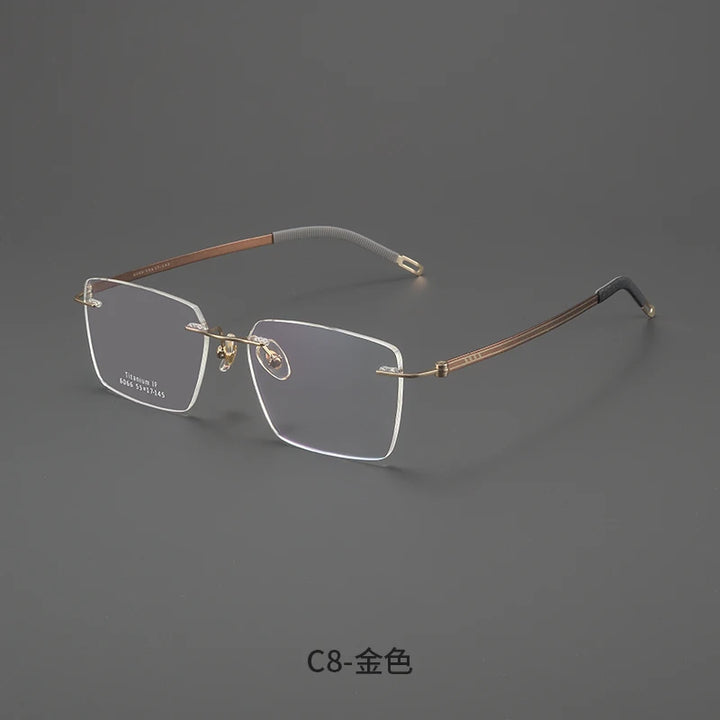 Bclear Men Rimless Square Titanium Eyeglasses MY-6066