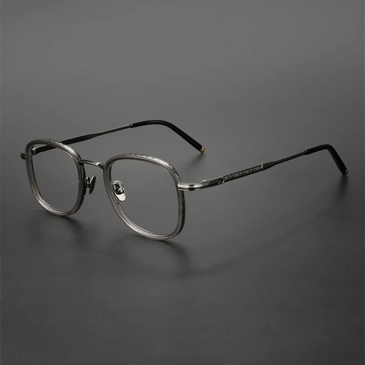 Black Mask Unisex Full Rim Square Titanium Acetate Eyeglasses 5022145 Full Rim Black Mask Gray  