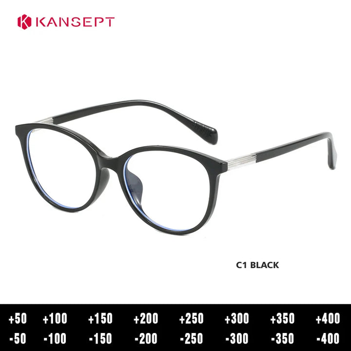 Kansept Women's Full Rim Round Tr 90 Titanium Reading Glasses 80234