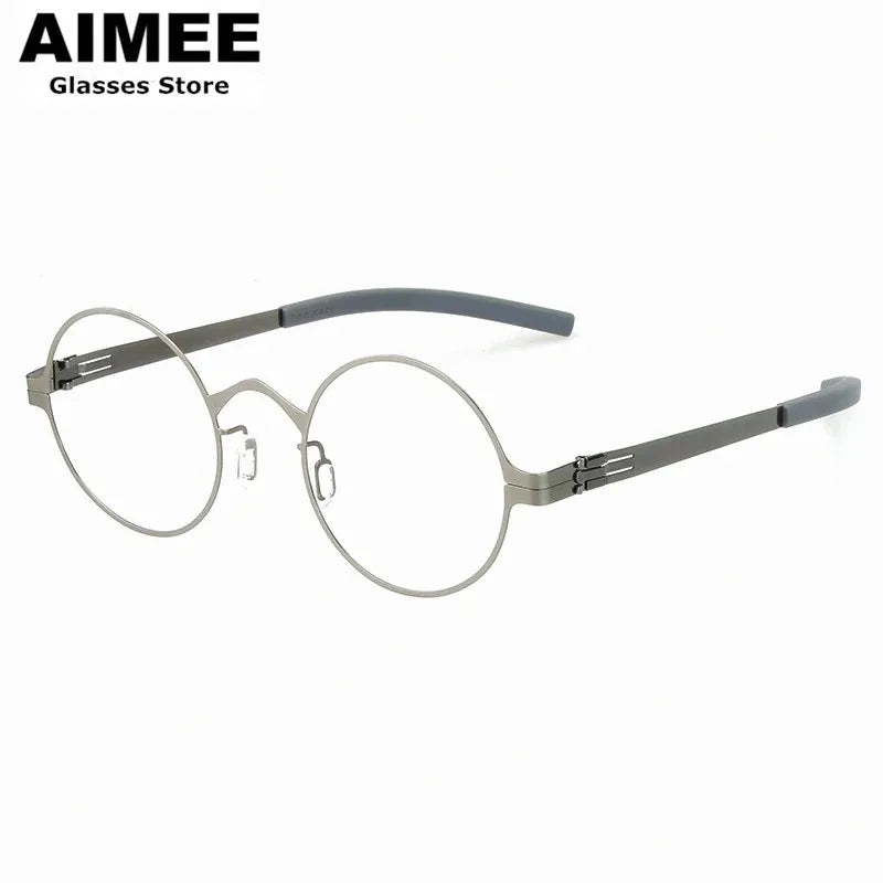 Aimee Women's Full Rim Round Screwless Steel Eyeglasses 42128