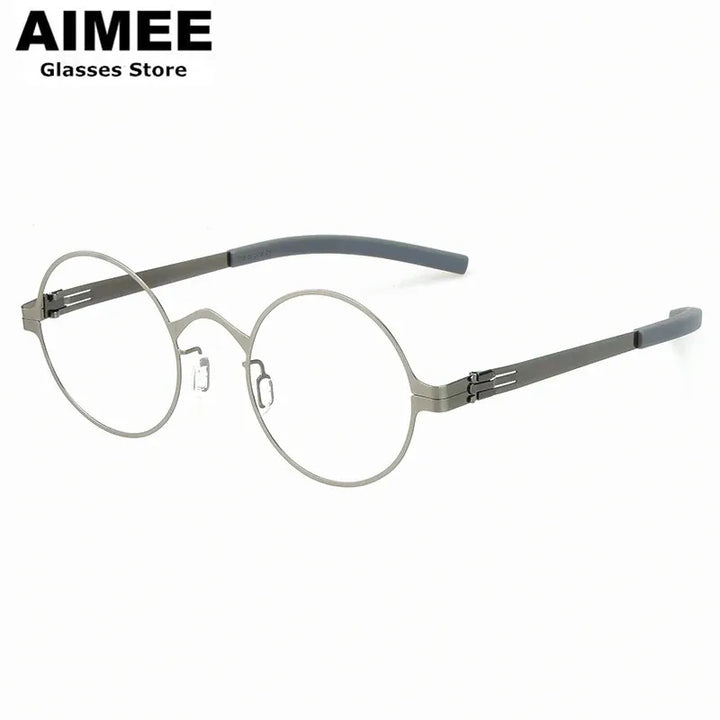 Aimee Women's Full Rim Round Screwless Steel Eyeglasses 42128