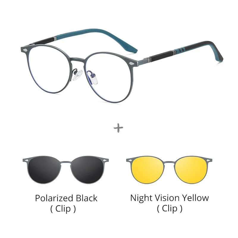 Ralferty Women's Full Rim Oval Mg Al Eyeglasses Clip On Sunglasses 517043