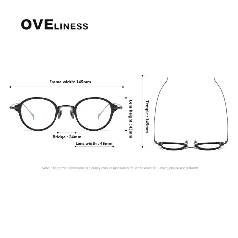 Oveliness Unisex Full Rim Round Acetate Titanium Eyeglasses 369182