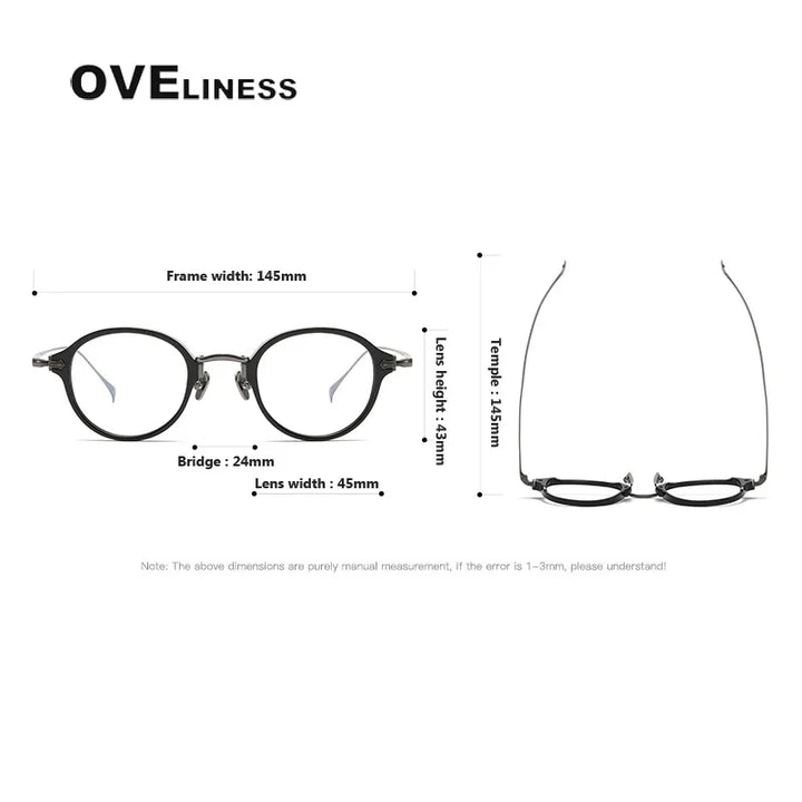 Oveliness Unisex Full Rim Round Acetate Titanium Eyeglasses 369182
