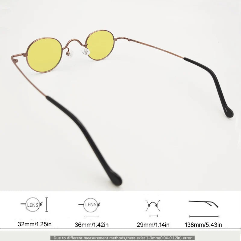 Yujo Unisex Full Rim Small Round Titanium Polarized Sunglasses 3629s Sunglasses Yujo   