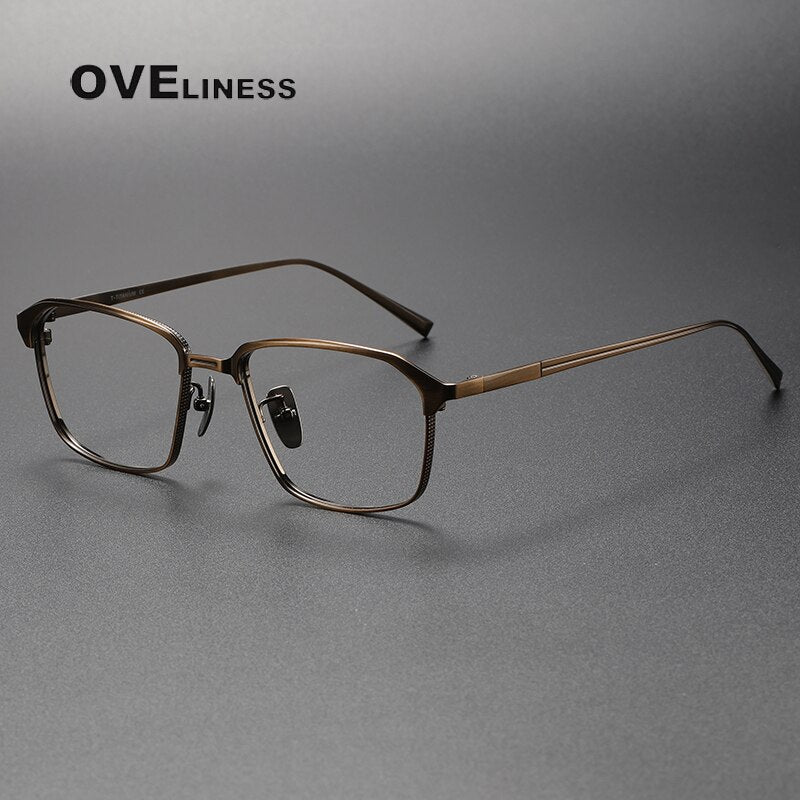 Oveliness Unisex Full Rim Square Titanium Eyeglasses Drx20-24 Full Rim Oveliness bronze  