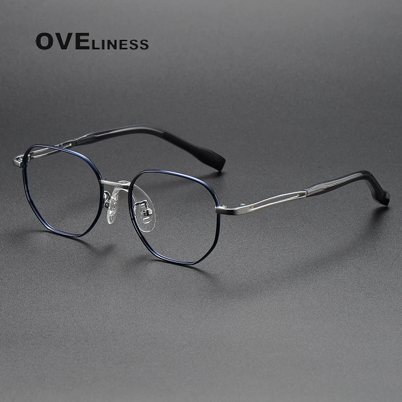 Oveliness Unisex Youth's Full Rim Oval Titanium Eyeglasses  O80942 Full Rim Oveliness blue silver  