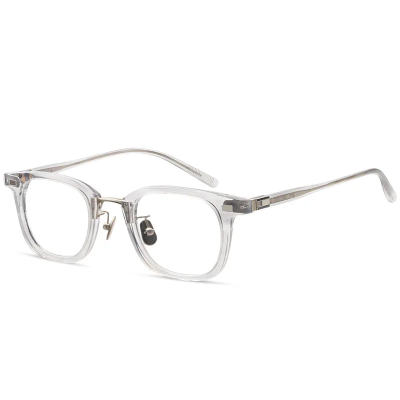 Black Mask Unisex Full Rim Square Acetate Eyeglasses Mm01 Full Rim Black Mask Clear Gray  