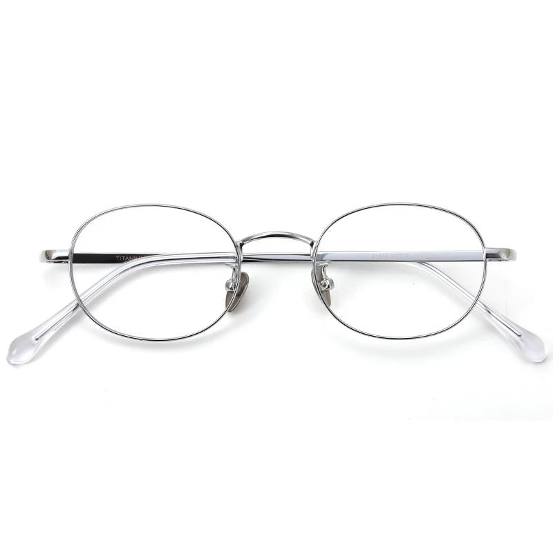 Muzz Unisex Full Rim Small Oval Square Titanium Alloy Eyeglasses 91312 Full Rim Muzz C3  