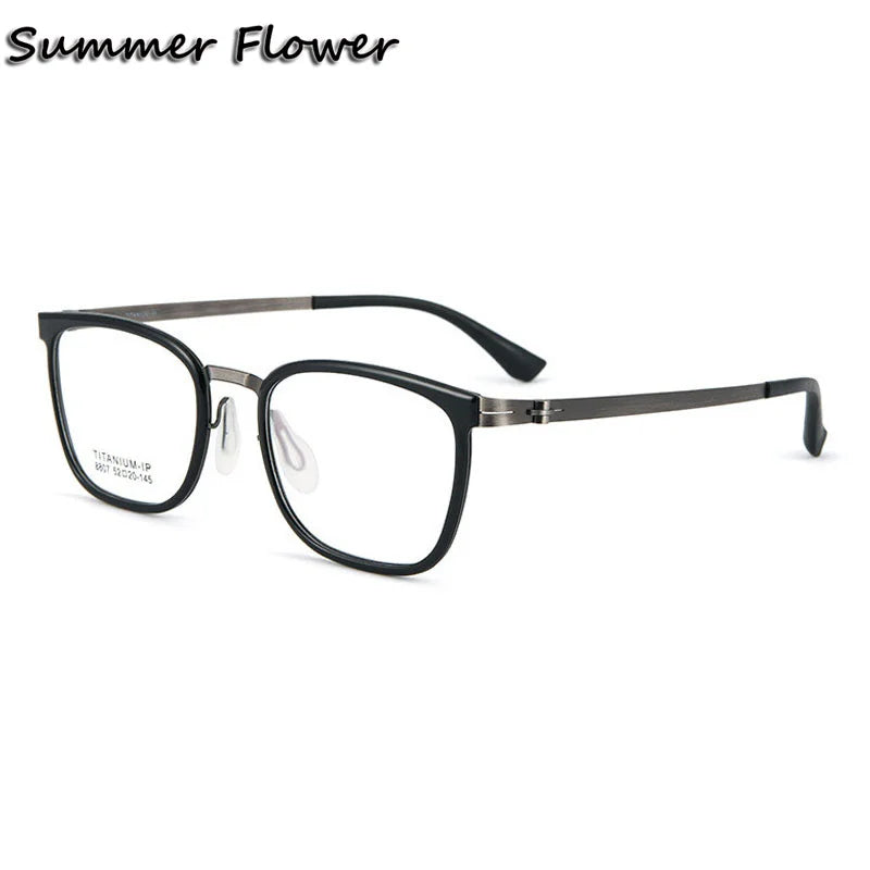 Summer Flower Unisex Full Rim Square Tr 90 Alloy Eyeglasses 88807 Full Rim Summer Flower Black Gray