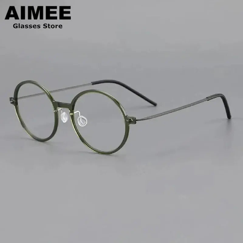 Aimee Women's Full Rim Round Acetate Titanium Eyeglasses 486523 FuzWeb