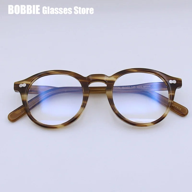 Bobbie Women's Full Rim Oval Round AcetateTitanium Eyeglasses 464223
