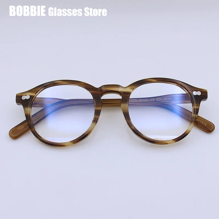 Bobbie Women's Full Rim Oval Round AcetateTitanium Eyeglasses 464223