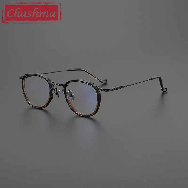 Chashma Unisex Full Rim Square Round Acetate Titanium Eyeglasses 778416.