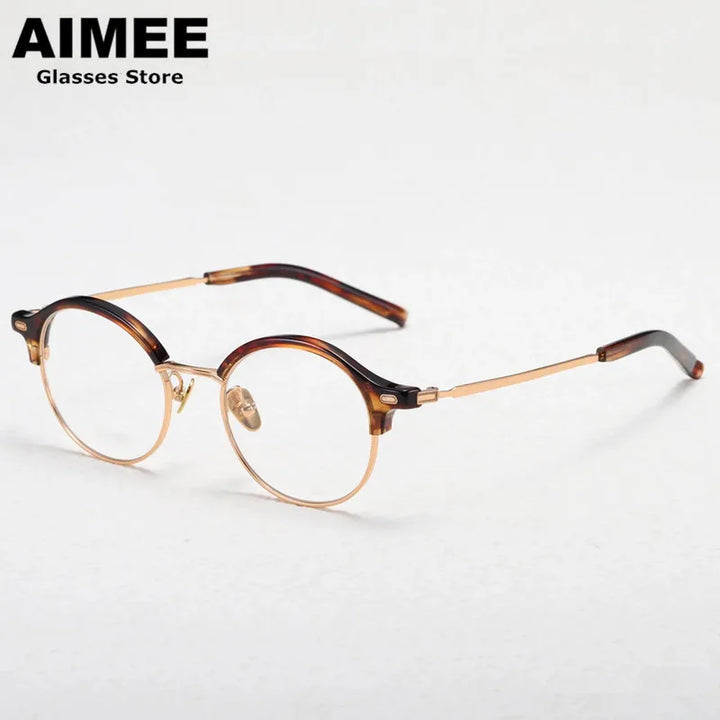 Aimee Unisex Full Rim Round Acetate Titanium Eyeglasses 361209