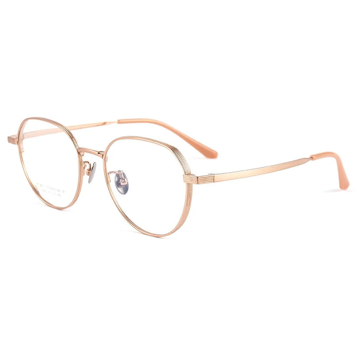 Handoer Women's Full Rim Flat Top Oval Square Titanium Eyeglasses 2050 Full Rim Handoer rose gold  