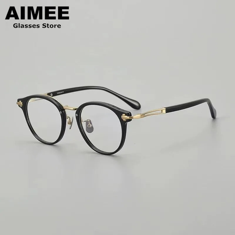 Aimee Unisex Full Rim Oval Round Titanium Acetate Eyeglasses 462148