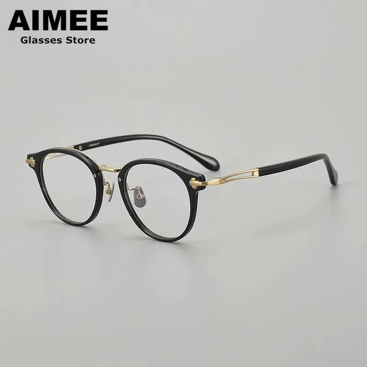 Aimee Unisex Full Rim Oval Round Titanium Acetate Eyeglasses 462148