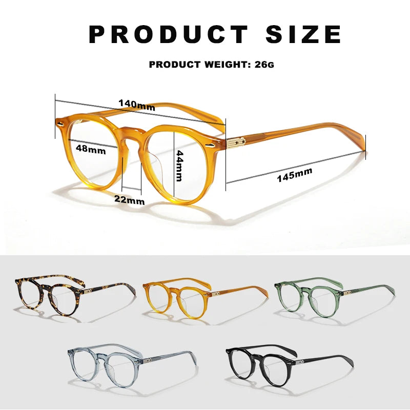 Hewei Unisex Full Rim Oval Square Acetate Eyeglasses 14548 Full Rim Hewei   